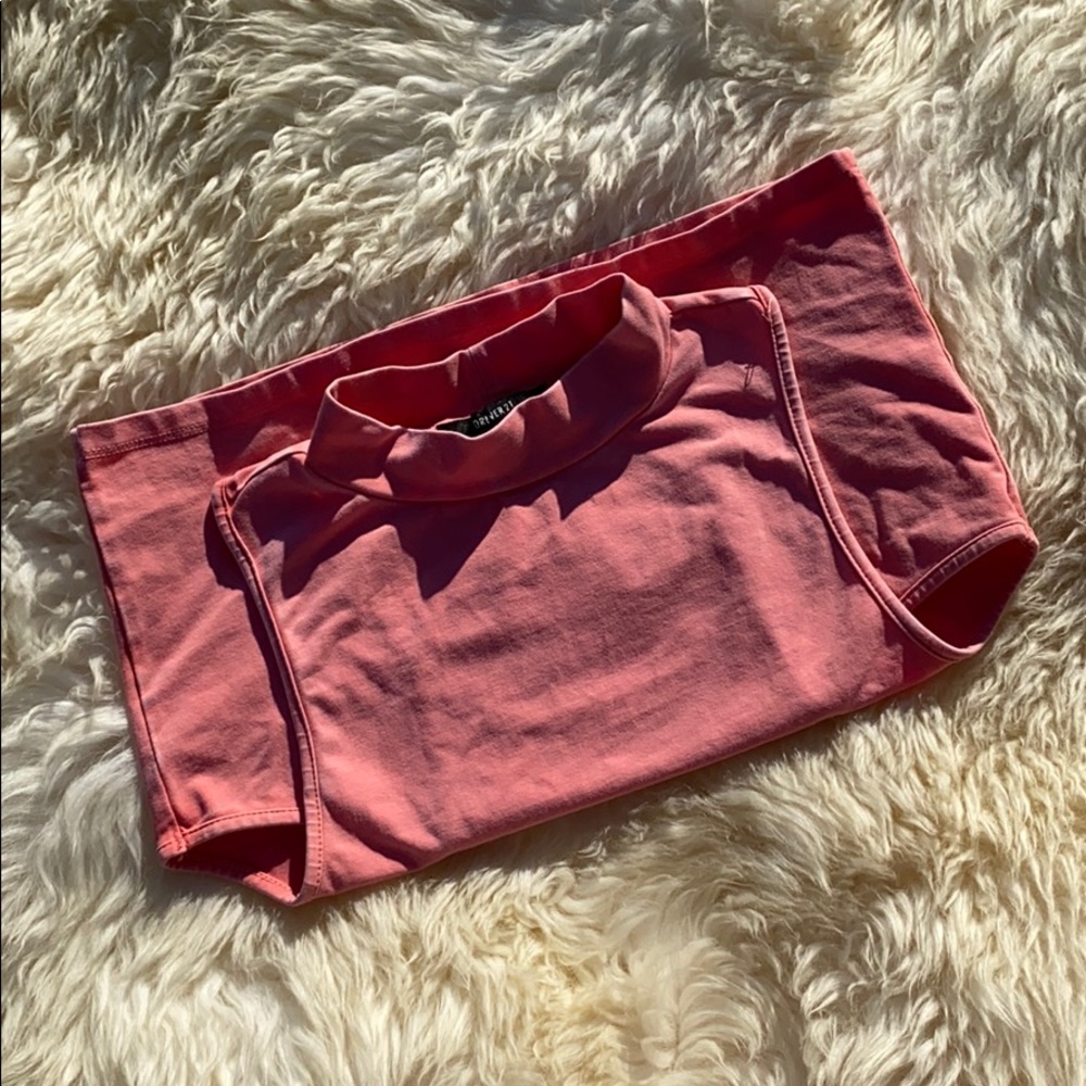 Salmon High Neck Cropped Tank Top - Picture 2 of 5